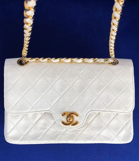 chanel white side bag|white vintage Chanel bag.